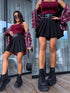 Shorts with Pleats + Double Belt J72 - BLACK PRE-ORDER
